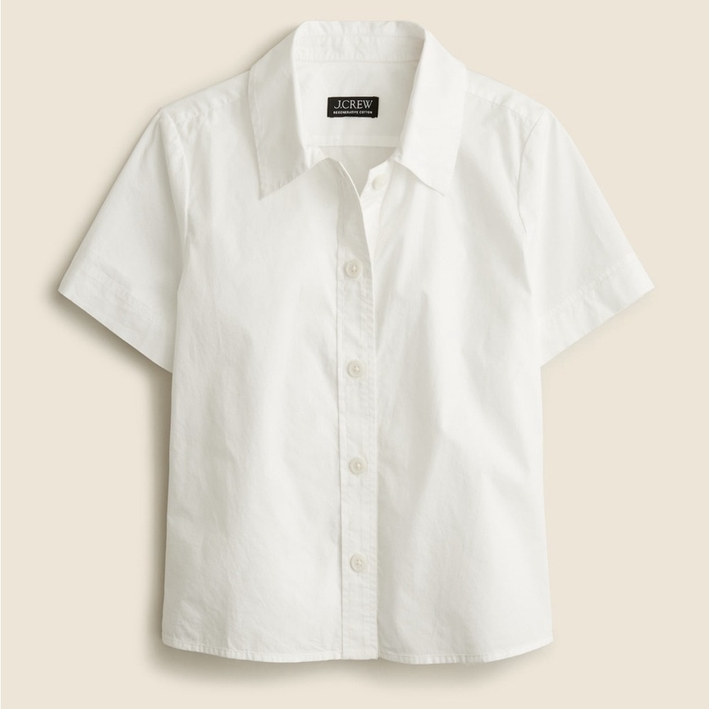 Gamine white collared cotton poplin button down shirt from J.Crew
